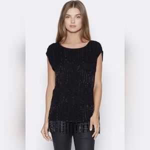 NWT Joie Cecile Beaded Blouse Caviar Black